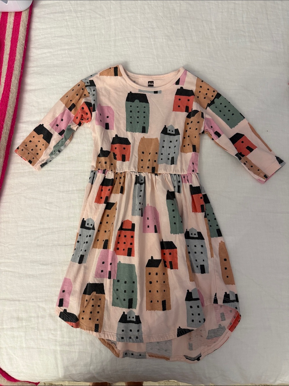 Tea Collection Girls' Long Sleeve Dress - Pink, Green, Rust, Black